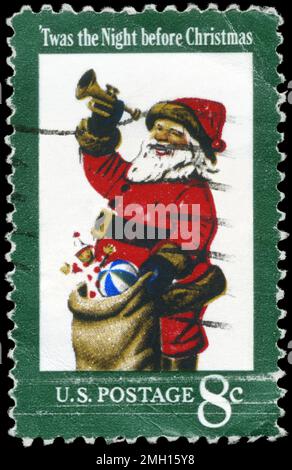 USA - CIRCA 1972: Ein in den USA gedruckter Stempel zeigt einen Weihnachtsmann, circa 1972 Stockfoto