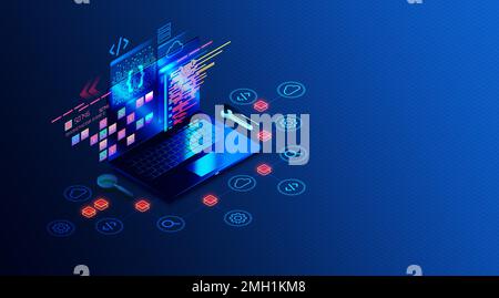 Software Development Kit und Application Programming Interface Concept – SDK und API – Software Development and Interface Tools – 3D-Abbildung Stockfoto
