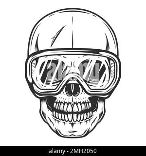 Bauarbeiter Schädelbauer in Schutzbrille in klassischer monochromer isolierter Vektordarstellung Stock Vektor