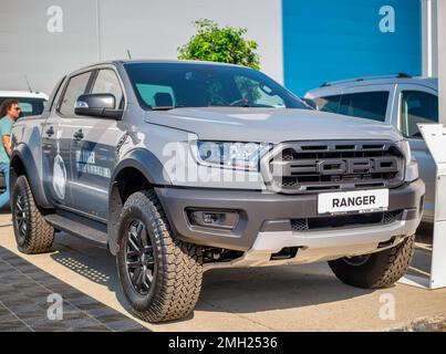 Bukarest, Rumänien - 10.07.2022:Vorderansicht mit dem neuen Ford Ranger Pickup. Stockfoto