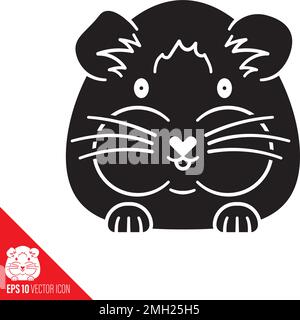 Süßes Meerschweinchen-Cartoon-Vektor-Glyphe-Symbol Stock Vektor