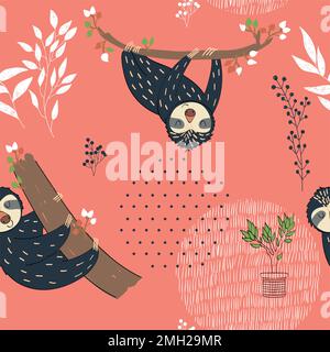 Vektor lustig Faultiere Stock Vektor