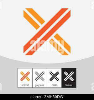 Logo mit dem Buchstaben „X“. Orange und Gelb. - Vektor. Vektordarstellung Stock Vektor