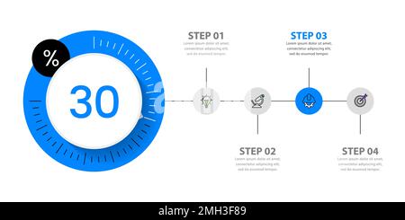 Infografik-Vorlage mit Symbolen und 4 Optionen oder Schritten. Kann für Workflow-Layout, Diagramm, Banner, webdesign verwendet werden. Vektorgrafik Stock Vektor