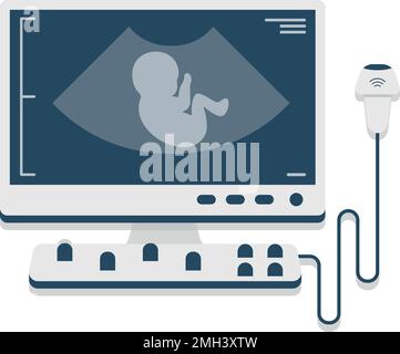 Ultraschallmessgerät. Krankenhausuntersuchungsraumgeräte auf weißem Hintergrund isoliert ps 10 Stock Vektor