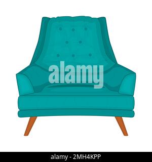 Isolierter Sessel auf weißem Hintergrund. Weicher Sessel mit Polsterung. Klassische gepolsterte Möbel. Retro-Sessel oder -Couch zum Ausruhen und Entspannen. Vektor Stock Vektor