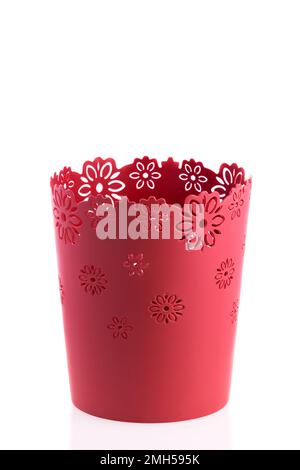 Pink Leere Plastic Trash; Foto Auf Weißem Hintergrund. Stockfoto