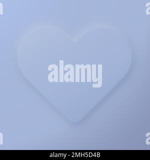 Süße, lila Pastelltöne im Hintergrund mit 3D-cm-Herzrahmen. Happy Valentines Day Square Hintergrund im Neomorphismus-Stil für soziale Medien. Wunderschöner Urlaub Stock Vektor