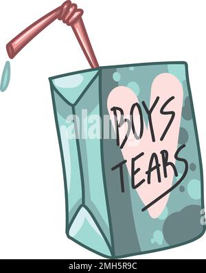 Boys Tears, Creepy Valentine Clipart, Spooky Valentine, Pastel Goth Digital Sticker, alternativer Valentinstagsvektor EPS10 Stock Vektor