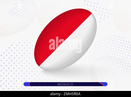 Rugby-Ball mit der Flagge von Monaco drauf. Ausrüstung für das Rugby-Team von Monaco. Vektorsport-Illustration. Stock Vektor