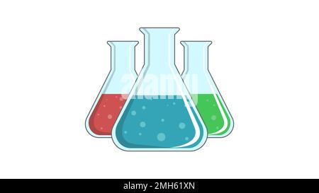 Teströhrchen sprudeln mit sprudelnder Flüssigkeit. Wissenschaft, Bildung, Chemie, Experiment, Laborkonzept. vektor-Illustration in flachem Design-Symbol Stock Vektor