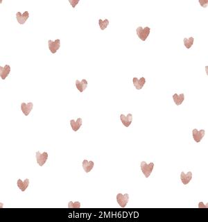 Nahtloses Aquarell-Muster. Pinkfarbene Grafik mit Herzen. Valentinstag-Muster Stockfoto
