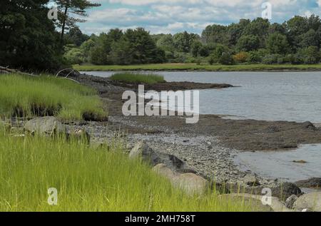 Crommet Creek, wo es auf Furber Strait, Durham, NH trifft. Wunderschöne felsige Küste hier, Weißkopfseeadler vor allem im Winter. Viele Wanderwege, Sho Stockfoto