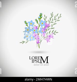 Zarter Blumenstrauß. Vergessen-mich-Nüsse und Glocken. Vektordarstellung Stock Vektor