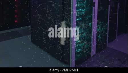 Abbildung: Datenverarbeitung und Netzwerk von Verbindungen über Computerserver Stockfoto