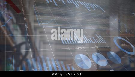 Abbildung von Finanzdaten und -Diagrammen über dem Lager Stockfoto