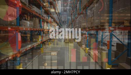 Bild von Diagrammen und Finanzdaten über dem Lager Stockfoto