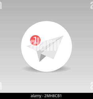 Papier Flugzeugzeichen-Vektorsymbol. Handgezeichnete Vektorebene in Papierform mit Abbildung Nummer eins Stock Vektor