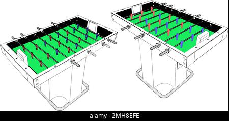 Fußball Und Fußball Tischspielvektor. Abbildung Isoliert Auf Weißem Hintergrund. Eine Vektordarstellung des Football Table Game. Stock Vektor