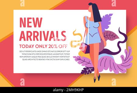 Internet-Shop, Promo-Webbanner für Neuankömmlinge, Shopping Stock Vektor