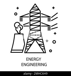 Wasserstation und Kernkraftwerk, Energy Engineering isoliertes Symbol Stock Vektor