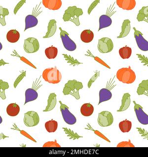Nahtloses Gemüsemuster. Gemüse, gesunde vegane Lebensmittel Tapete. Vektordarstellung Stock Vektor