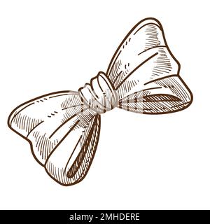 Fliege, männliches Vintage-Accessoire, isolierte Skizze Stock Vektor