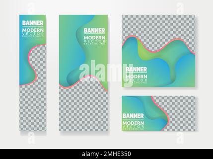 Abstraktes Bannerdesign Webvorlage Vektorsatz, Header Webbanner. Modernes Banner Social Media Set für Website-Design, Social Media Cover Adds Banner, f Stock Vektor