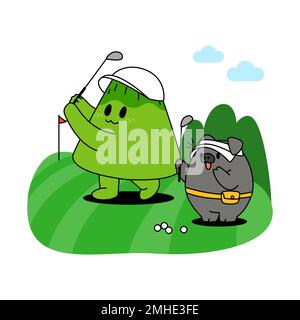 jeju Island Emoticon Character Black Pig und Golf Stockfoto