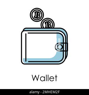 Von der Brieftasche isolierte Icon-, Bitcoin Mining- und Kryptowährungsgeschäfte Stock Vektor