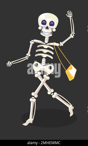 Todestag oder Dia de Los Muertos, Skeleton mit Handtasche Stock Vektor