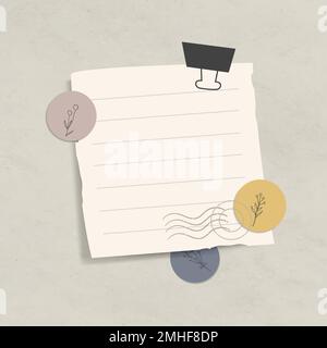 Leeres liniertes Notizbuch-Set mit Binderclip auf strukturiertem Papier-Hintergrund-Vektor Stock Vektor