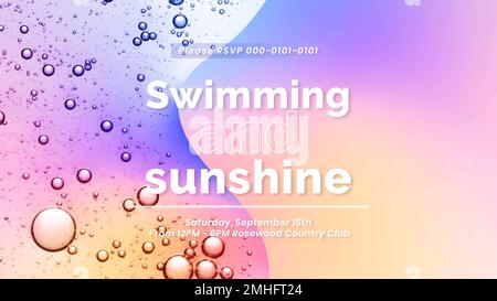 Sommer Präsentation Vorlage Öl Blase Hintergrund Vektor, Schwimmen und Sonnenschein Text Stock Vektor