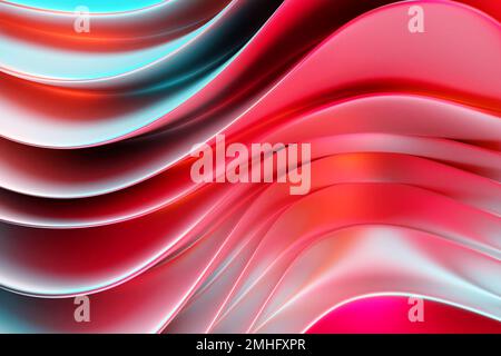 3D-Darstellung, Gradientenwellen von Linien und Interlacing. Abstrakter Hintergrund. Stockfoto