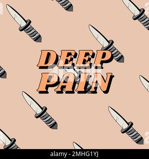 Vintage Liebe Zitat tiefen Schmerz Lager Messer Muster Vektor Stock Vektor