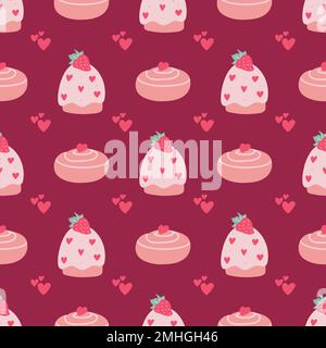 Vektormuster am Valentinstag. Doodle Handgemalte Illustration süßer romantischer Liebesgeschichte. Stock Vektor