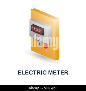 Symbol für Stromzähler. 3D Abbildung aus der Messwerterfassung. Creative Electric Meter 3D Symbol für Webdesign, Vorlagen, Infografiken und mehr Stock Vektor