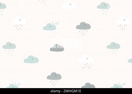Wolken nahtlose Muster Hintergrund Vektor niedlich Doodle für Kinder Stock Vektor