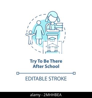 Versuchen Sie, nach der Schule dort zu sein, türkisfarbenes Konzept Ikone Stock Vektor
