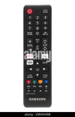 Samsung Smart tv-Fernbedienung BN59-01315M auf weißem Hintergrund Stockfoto