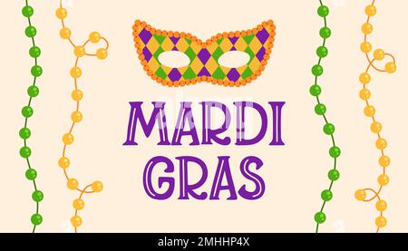 Karnevalsparty-Design mit Mardi Gras. Fat tuesday, Karneval, Festival. Für Grußkarten, Banner, Geschenkverpackungen, Poster Stock Vektor