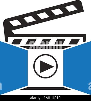 Logo des Produktionsbetriebs oder der Filmindustrie. Konstruktionsvorlage für vektordarstellung. Stock Vektor