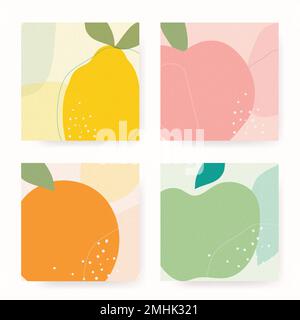 Handgezeichnete Frucht Memphis Hintergrund Sammlung Vektor Stock Vektor