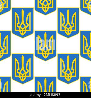 Ukraine Nahtloses Muster der Waffenflagge Trident Heraldry Illustration für Web-Kreativität Stock Vektor