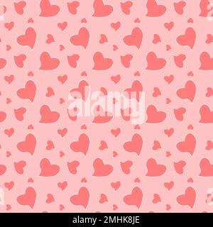 Pinkfarbener nahtloser Hintergrund für Valentinskarte mit vielen Herzen Stock Vektor