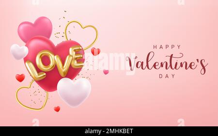 banner zum 3D. Alles gute zum Valentinstag Stock Vektor