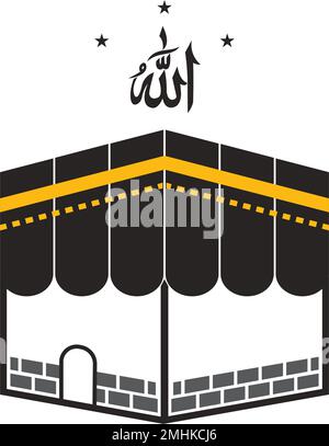 kaaba-Vektorsymbol. Das Mekka der Gottesdienste für Muslime, Logo-Design-Illustration Stock Vektor