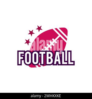 American Football Logo-Vorlage mit Ball und Sternen. Rugby-Logo-Grafiken isoliert auf weißem Hintergrund. Sport-Label-Design. Darstellung des Rohteilvektors Stock Vektor