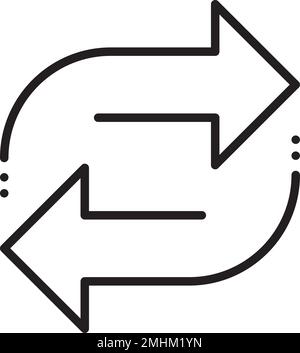 Schwarze Linie Vektor Business Concept Pfeile aktualisieren, Geld tauschen, neu laden und verarbeiten. Verwendbares Grafikelement und Symbol für Web. Rundpfeile und Stock Vektor