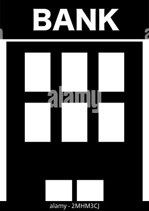 Silhouettensymbol für Bank. Finanzgebäude. Bearbeitbarer Vektor. Stock Vektor